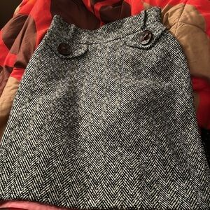 Classic Black and White Herringbone‎ Skirt lined with pink satin